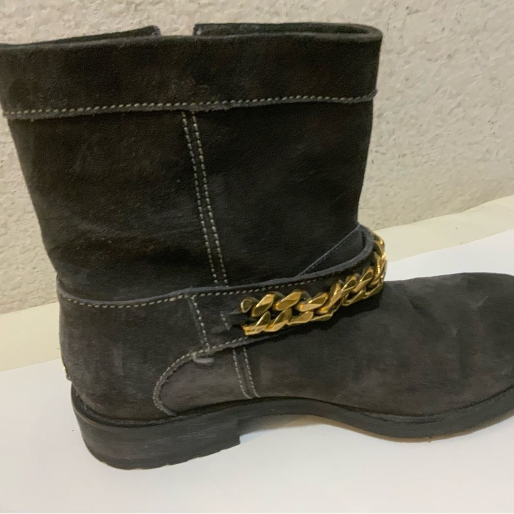 Jimmy Choo 132 Daze Waxed Toe Suede Chain Moto Combat Booties SZ 36/US 6 - Picture 4 of 13